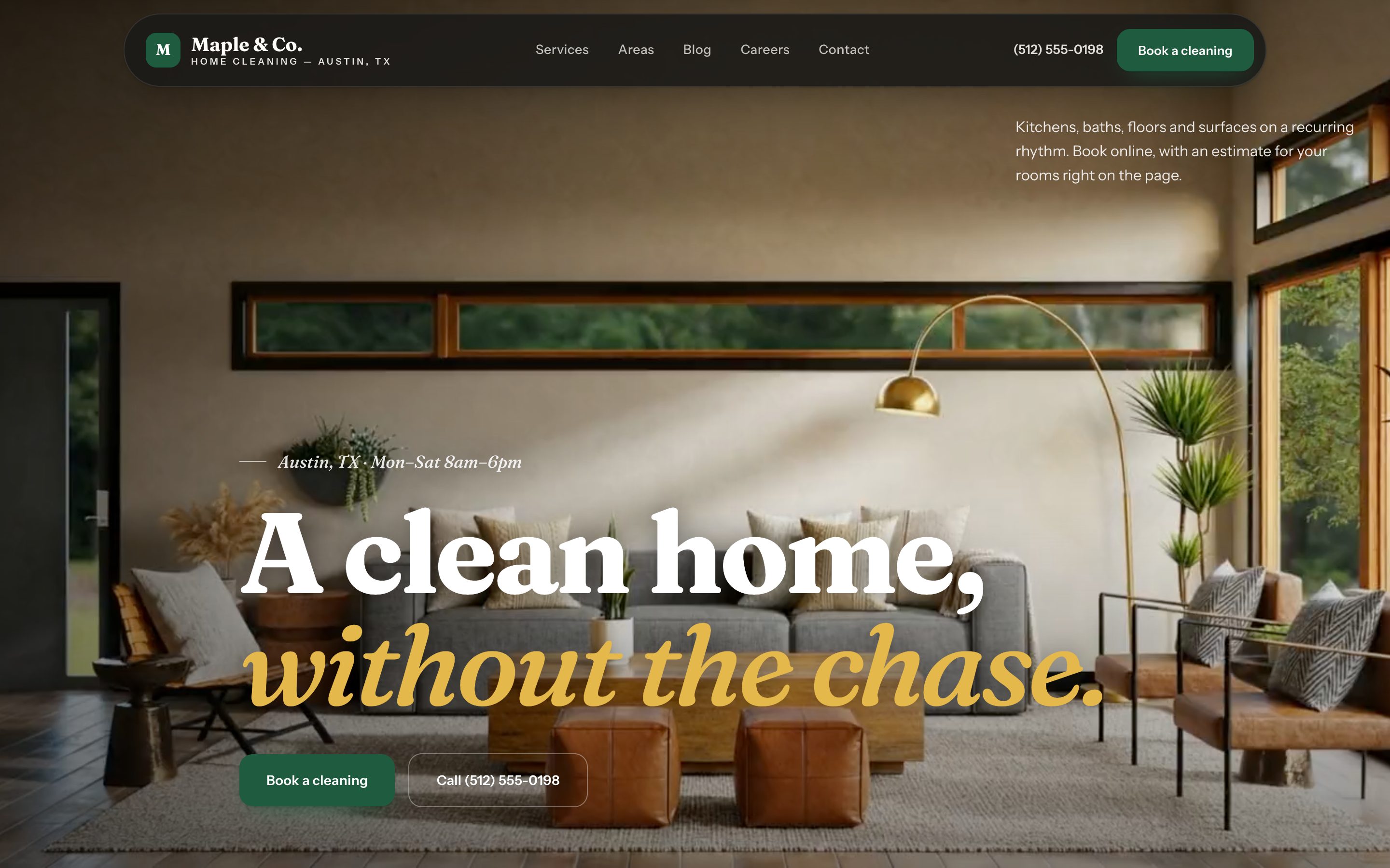 Desktop home page of the Editorial style, shown as Maple & Co.