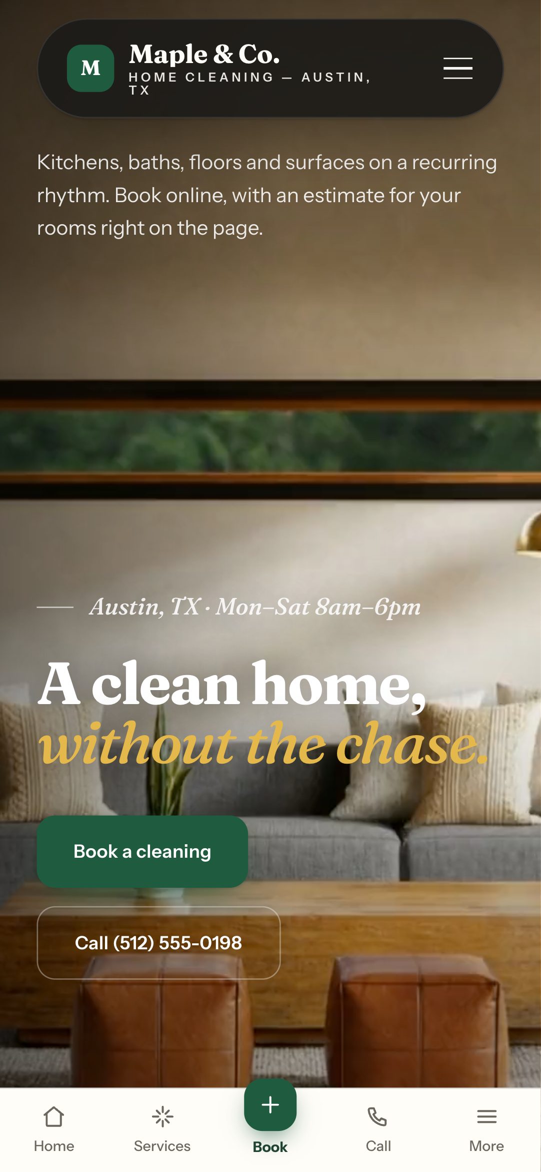 Mobile home page of the Editorial style