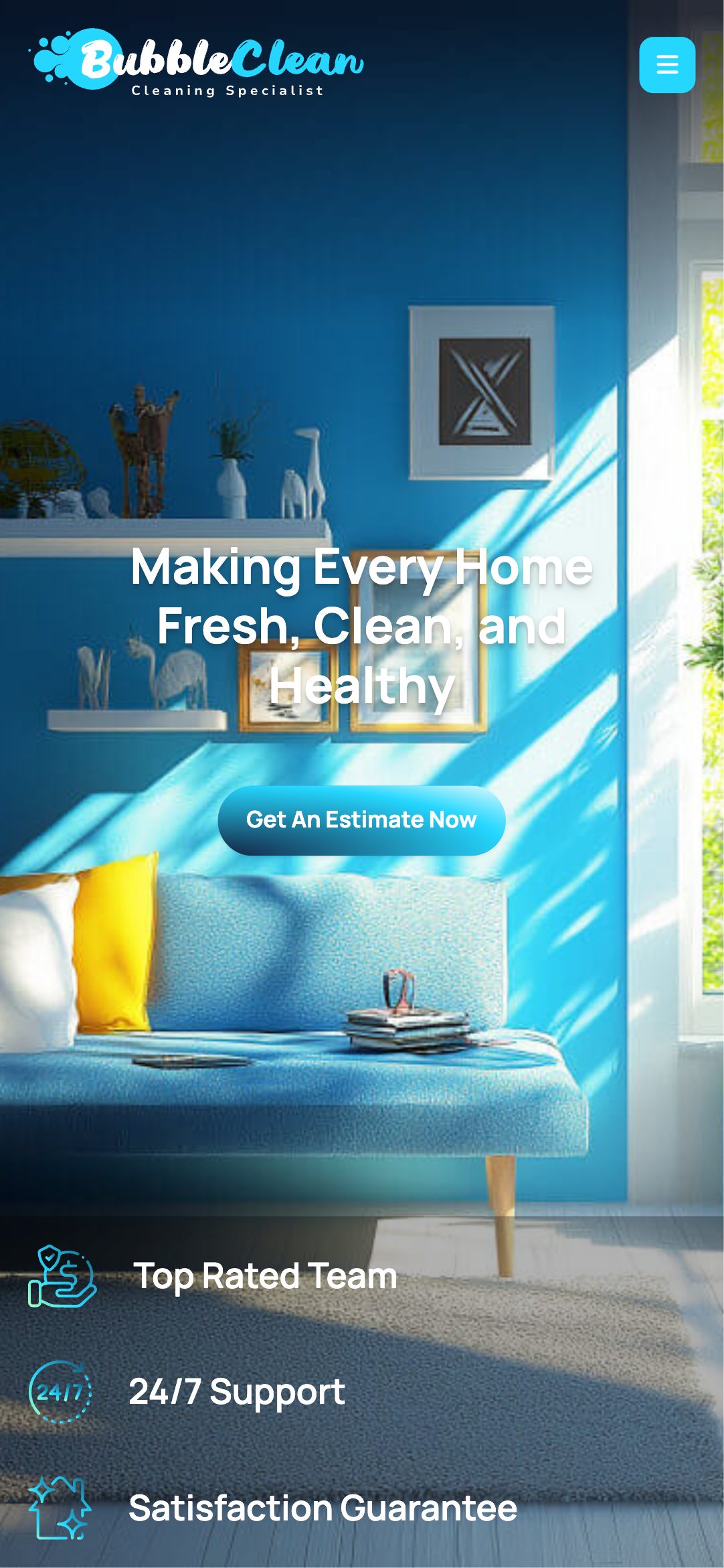 Mobile home page of the Theme 4 theme