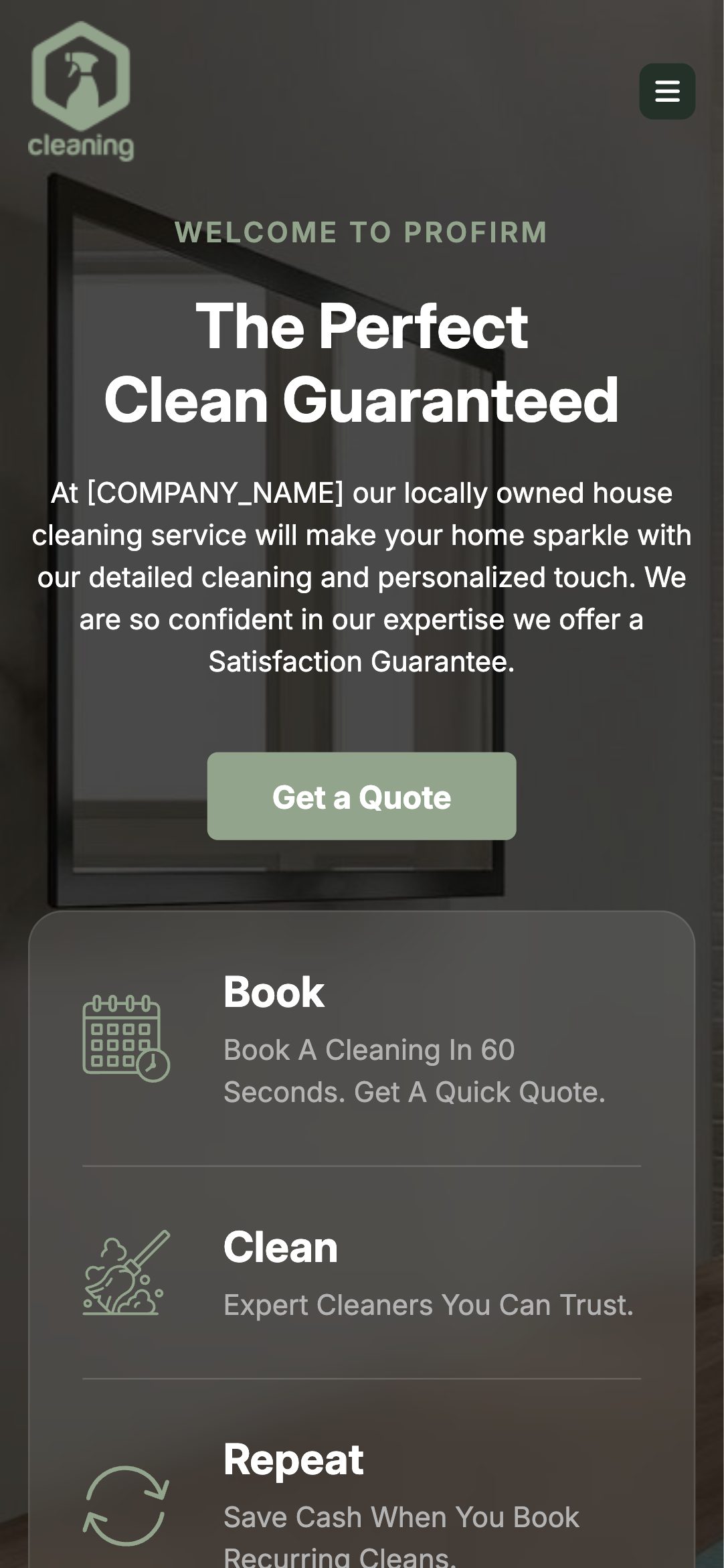 Mobile home page of the Theme 5 theme